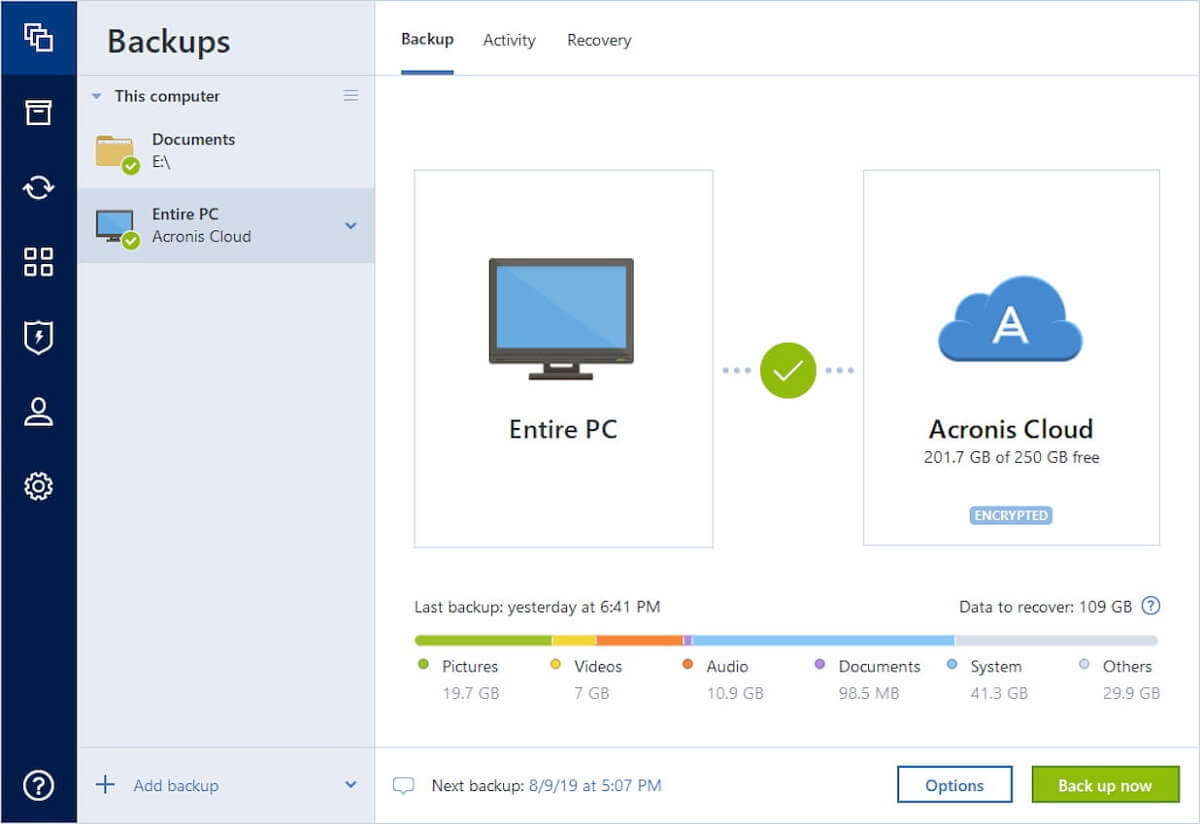 Acronis True Image to Backup Data In Windows 10