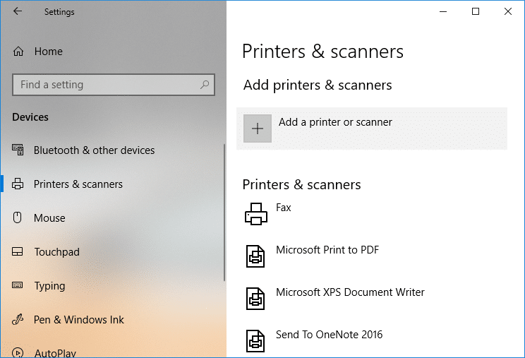 Add a Printer in Windows 10