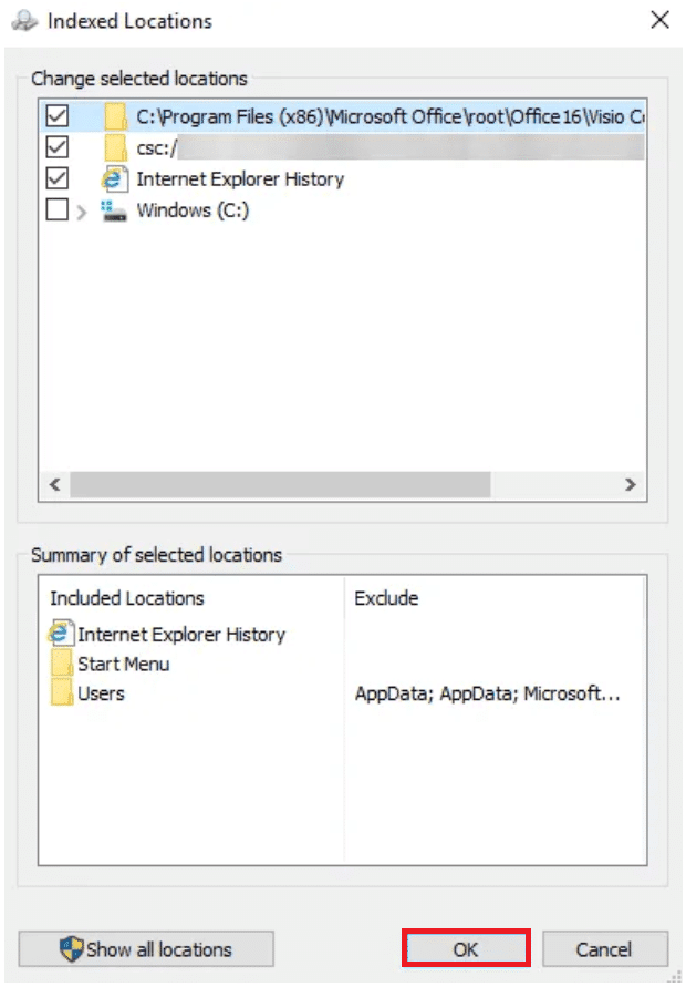 Add the PDF folders into the index list. To do so, click on Modify. Then choose the folder