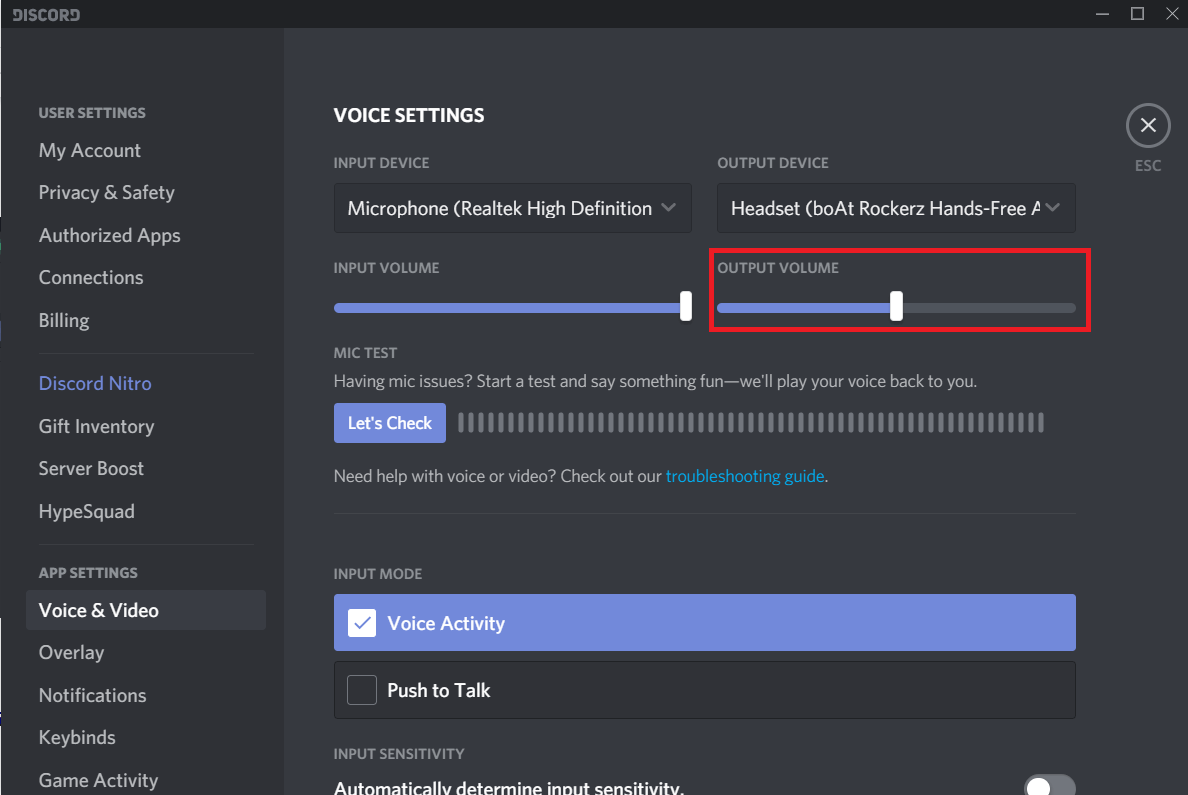 Adjust the output volume slider as per your preference