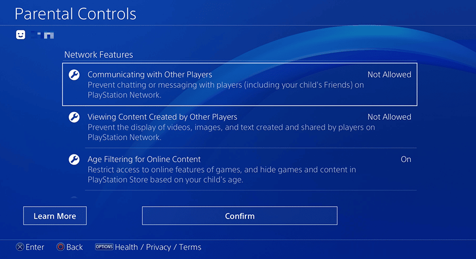 Adjust the settings given under Network Features as per your wish | change your child's account to a parent account on PS4