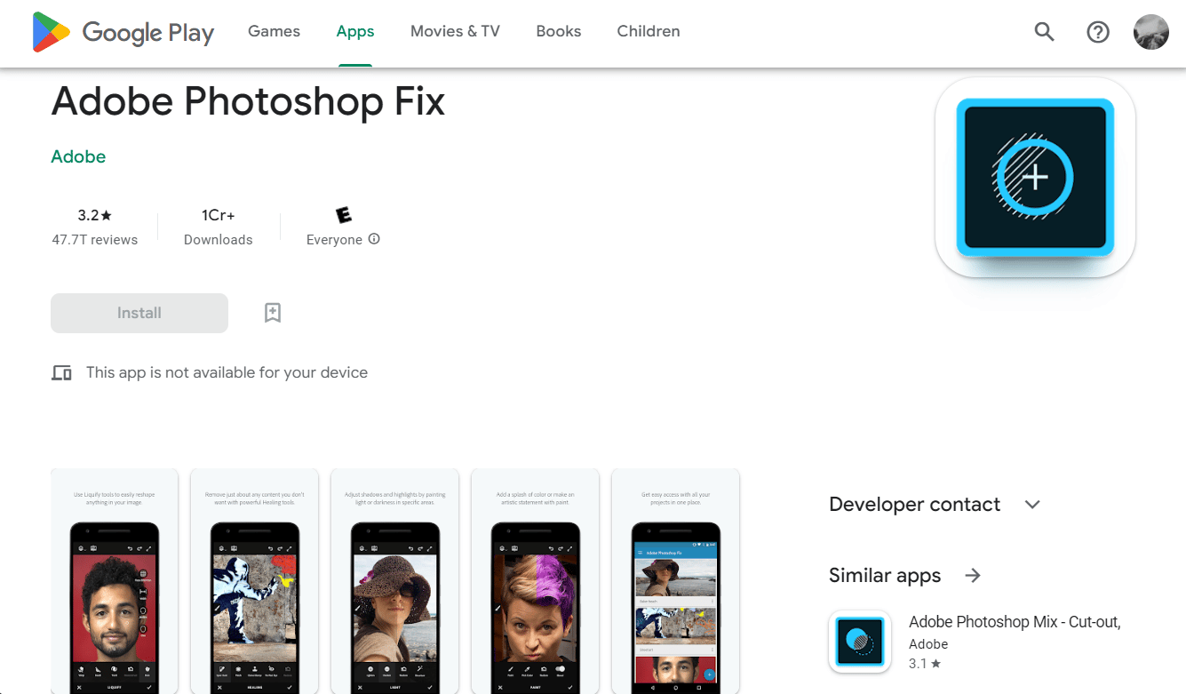 Adobe Photoshop Fix Play Store