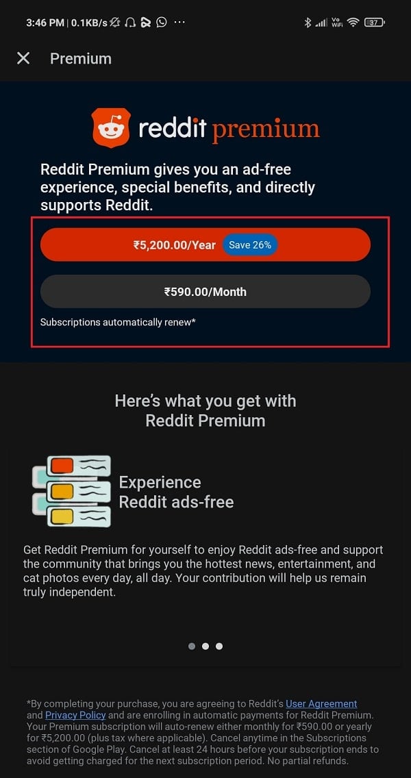 After clicking on Get Premium, choose your payment method