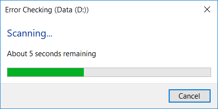После того, как вы нажмете «Сканировать диск», проверка диска на наличие ошибок займет некоторое время.