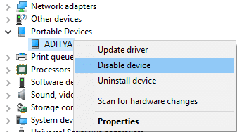 Again disable your SD card under Portable Devices and then re-enable it
