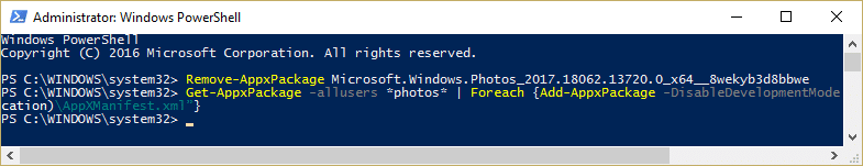 Again re-install the Photo App