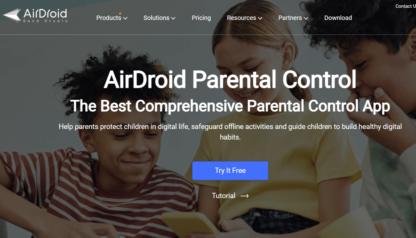 AirDroid Parental Control website homepage