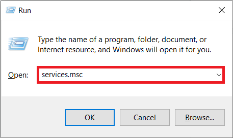 Type services.msc. Fix Error Code 0x8078012D in Windows 10