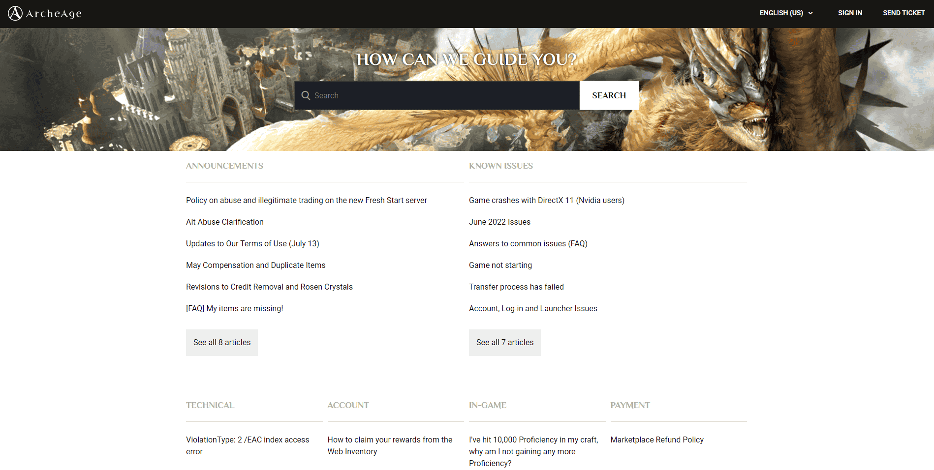 Archeage support page. Fix Archeage Authentication Failed Issues