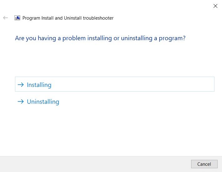 Are you having a problem installing or uninstalling a program