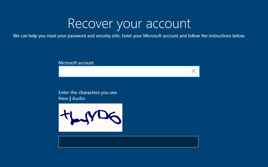 At Recover your account enter your email address and security character.