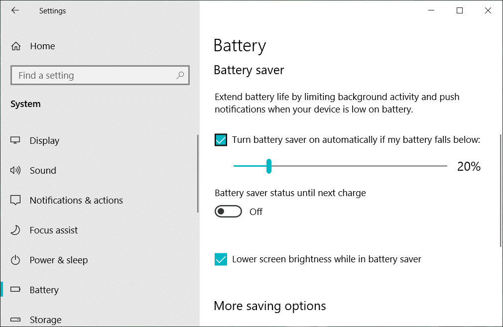 Battery saver status until next charge setting will be greyed | How to Enable or Disable Battery Saver In Windows 10