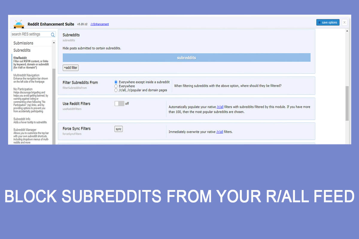 Block Subreddits From Your R all Feed