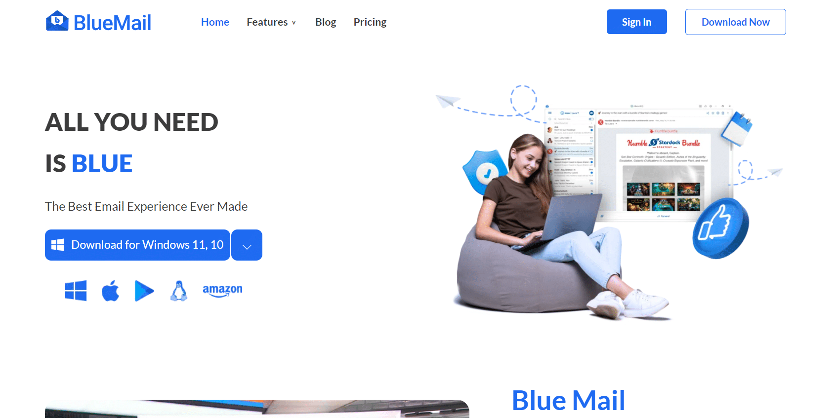 Синяя почта | бесплатная альтернатива Outlook для Windows 10