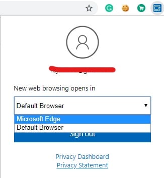 By default, your activities will be opened using your default browser, but you can change the browser anytime to Microsoft Edge by clicking on the Web Activities icon and by selecting the Microsoft Edge option from the drop-down menu
