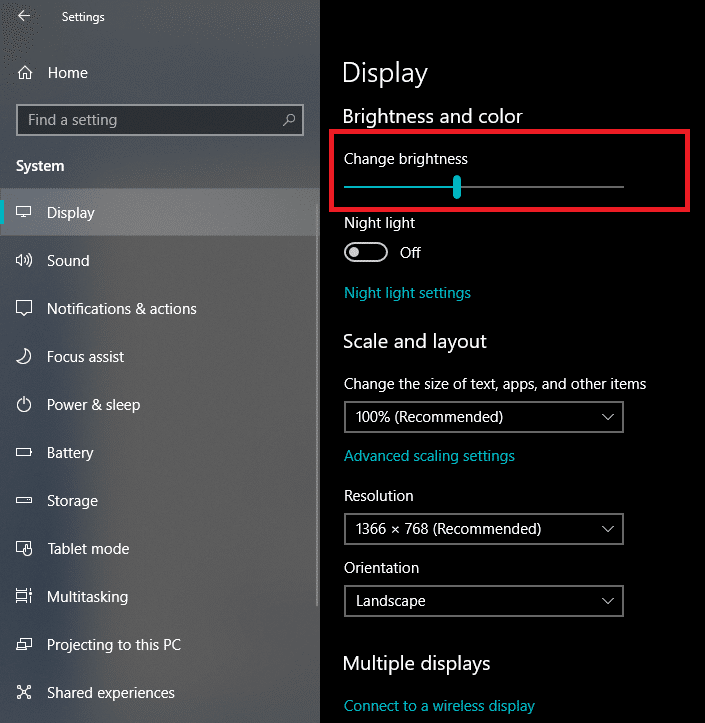 Can see the change brightness option in the form of a slider for adjusting