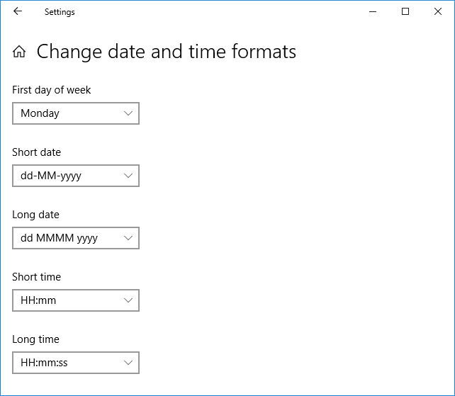 Change Date and Time Formats in Windows 10 Settings