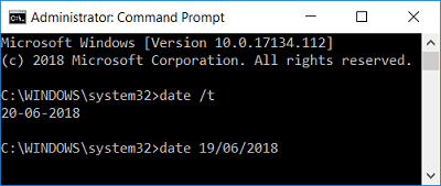 Измените дату и время в Windows 10 с помощью командной строки