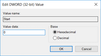Change it's value to 0 and then click OK