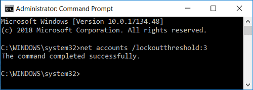 Change lockout account threshold value using command prompt