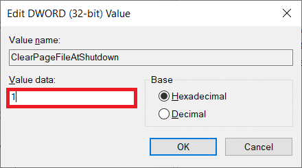 Change the Value Data from 0 (disabled) to 1 (enabled) and click on OK