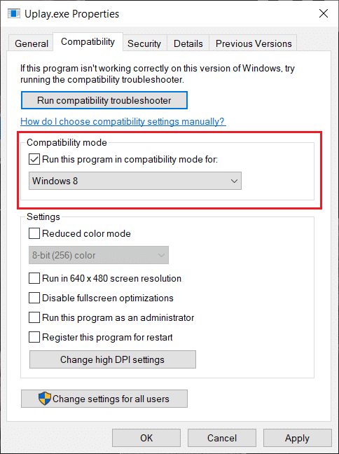 Check Run this program in compatibility mode for and select the appropriate Windows version