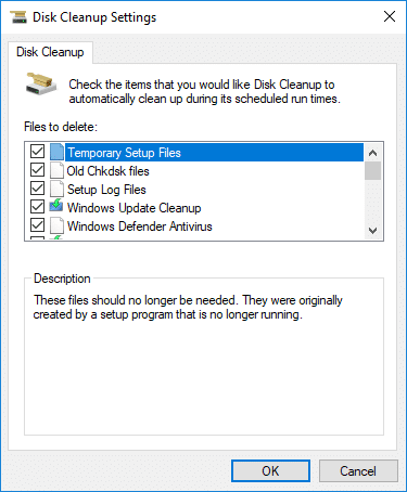 Check or uncheck items you want to include or exclude from Extended Disk Clean up