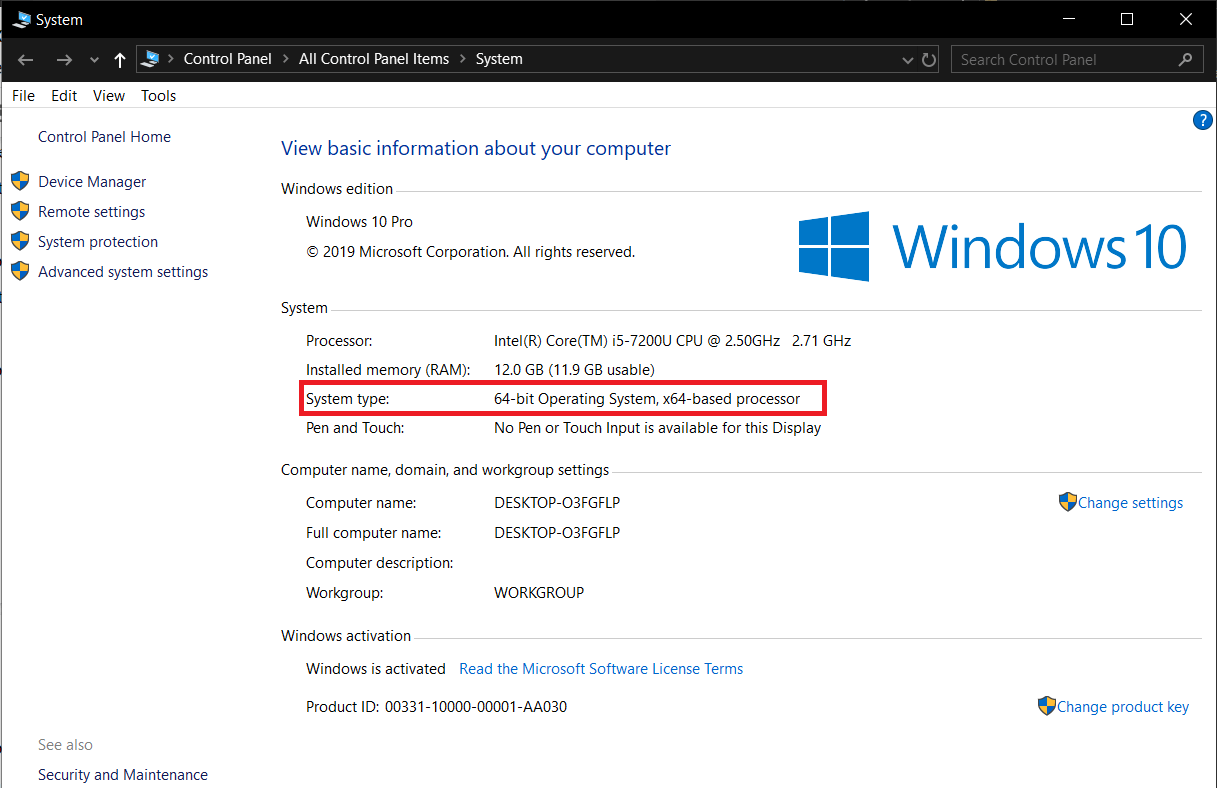 Check the system type label to identify the Windows OS | Fix A problem has occurred in BitDefender threat scanner