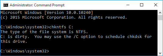 Chkdsk has been scheduled manually to run on next reboot on Volume C: