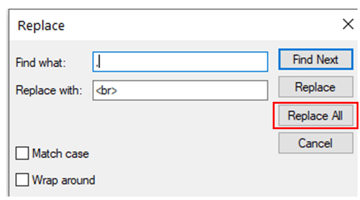 Choose “Replace all”