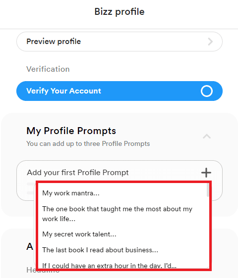 Choose a desired prompt from the drop-down list