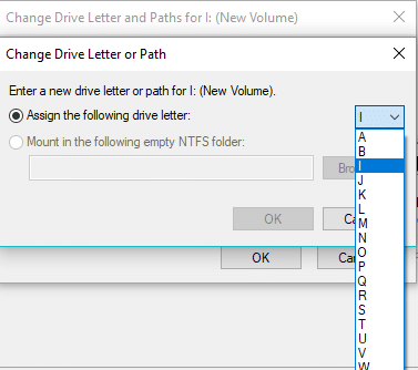 Choose a new letter you want to assign from the drop-down menu