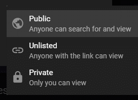Choose from - Public, Unlisted, and Private then make a click on the “Create.”