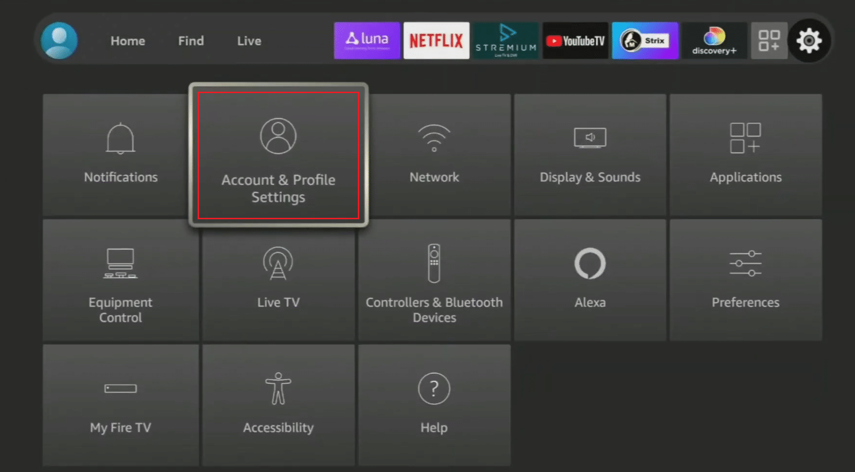 Choose the Account & Profile Settings option | | How to Cancel Sling TV Through Amazon