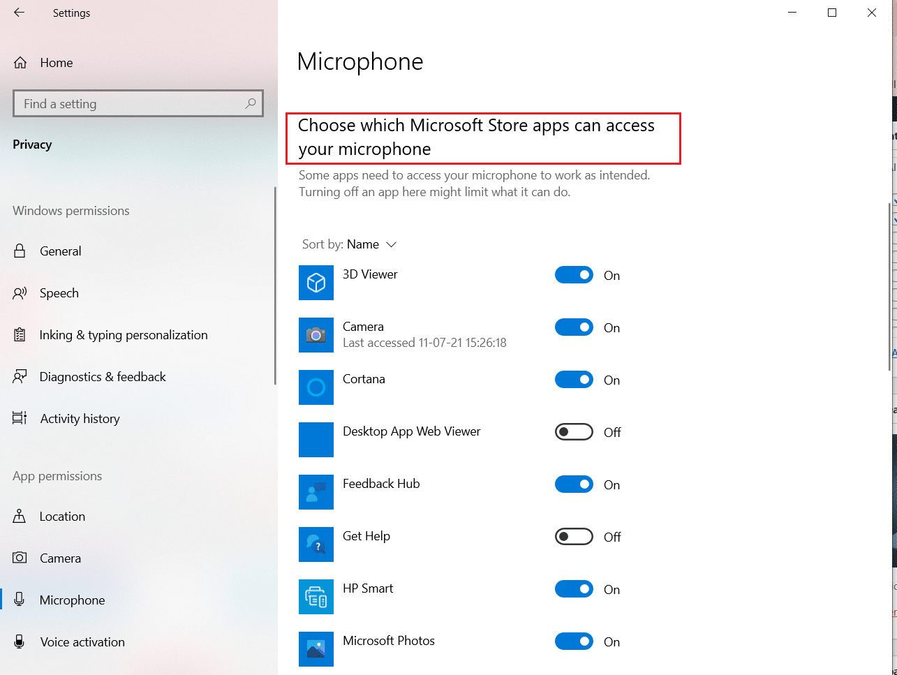 Choose which Microsoft Store Apps can access your microphone