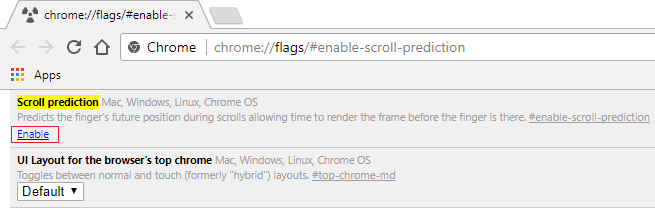 Click Enable under Scroll Prediction