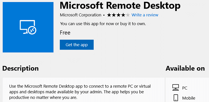 .Click Get to install Remote Desktop App | How to Setup Remote Desktop Connection on Windows 10