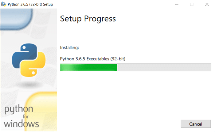 Click Install then wait for Python to get installed on your PC