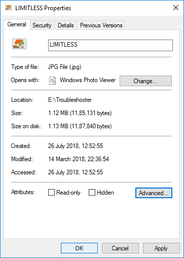 Click OK to close the file or folder properties window