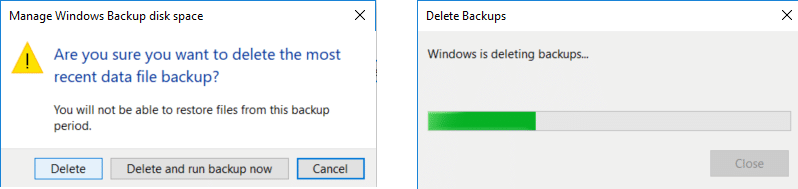 Click again on Delete to confirm the delete of the backup
