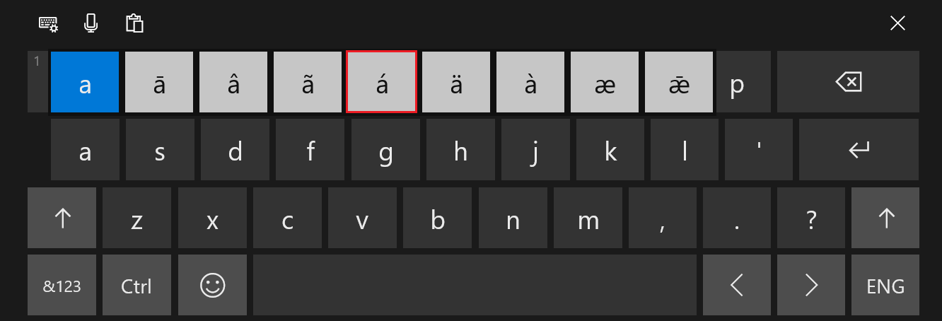 Click and hold the mouse on any alphabet and all accented versions will be displayed