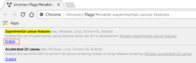 Click enable under Experimental canvas features
