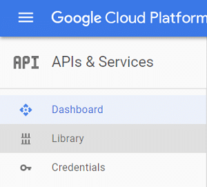 Нажмите «API и сервисы», затем выберите «Библиотека».