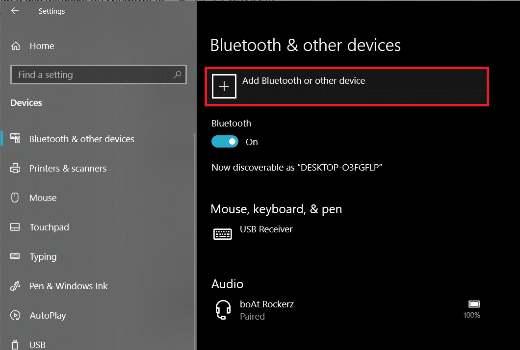 Click on Add Bluetooth or other devices