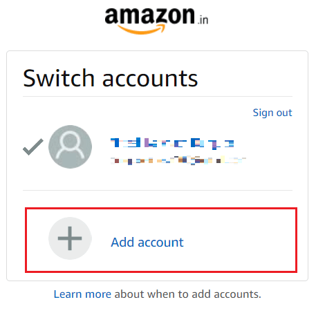 Click on Add account to add the desired account you want to change to