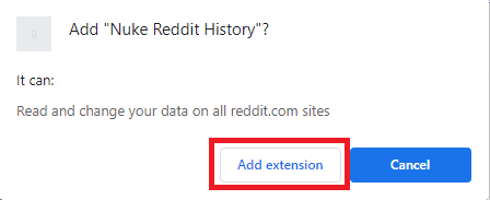 Click on Add extension from the pop-up