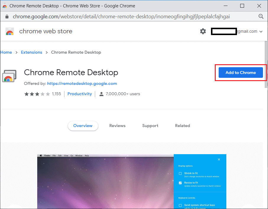 Click on Add to Chrome next to Chrome Remote Desktop