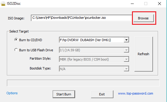 Click on Browse to add the ISO file path