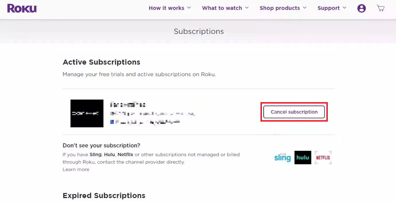 Click on Cancel subscription to cancel any desired trials or subscriptions