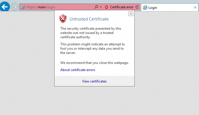 Click on Certificate error then click on View certificates